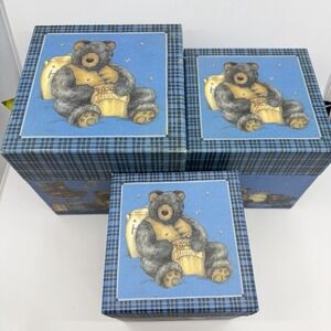 Vintage Bob's Boxes Honey Bears Keepsake Nesting Trinket Boxes Set Of 3